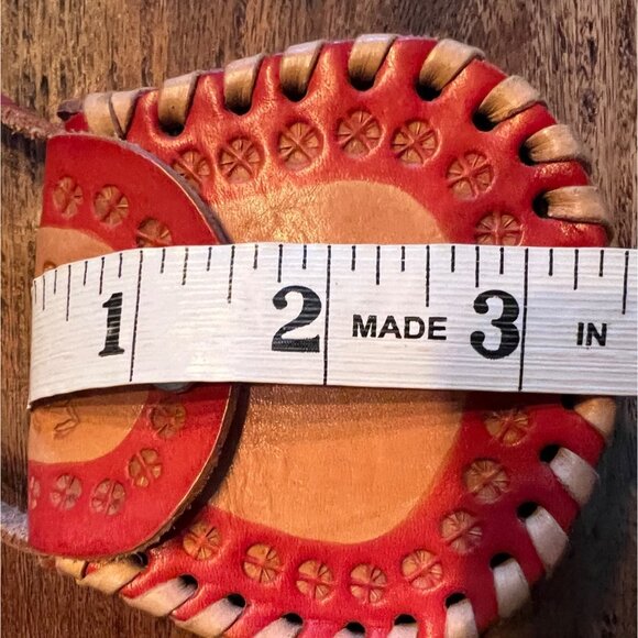 Vintage Durango Scorpion Tooled Leather Mini Crossbody Bag With Red Accents - Picture 8 of 9